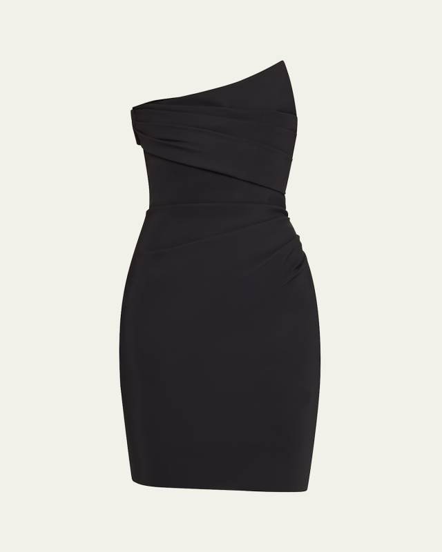 Mito Strapless Pleated Jersey Mini Dress